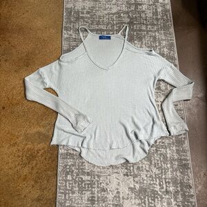 Women's Light Gray/sage green Cold Shoulder Top